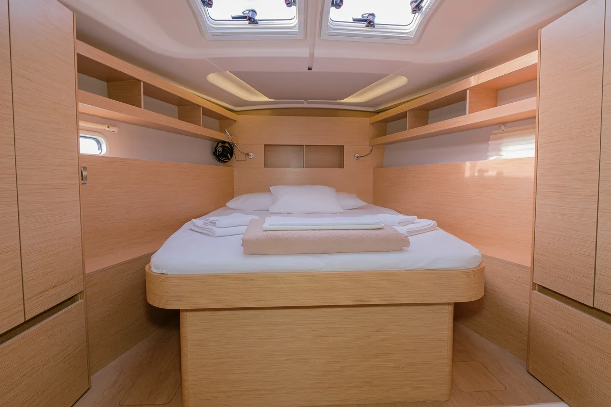 Cabin on Ella, a Hanse Yachts Hanse 458 sailboat at Kos, Greece