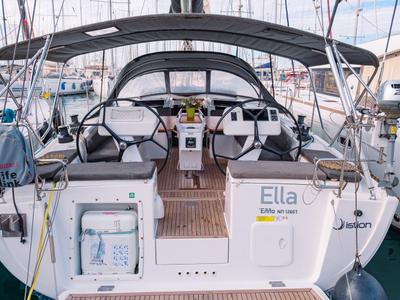 Cockpit of Ella, a Hanse Yachts Hanse 458 sailboat at Kos, Greece