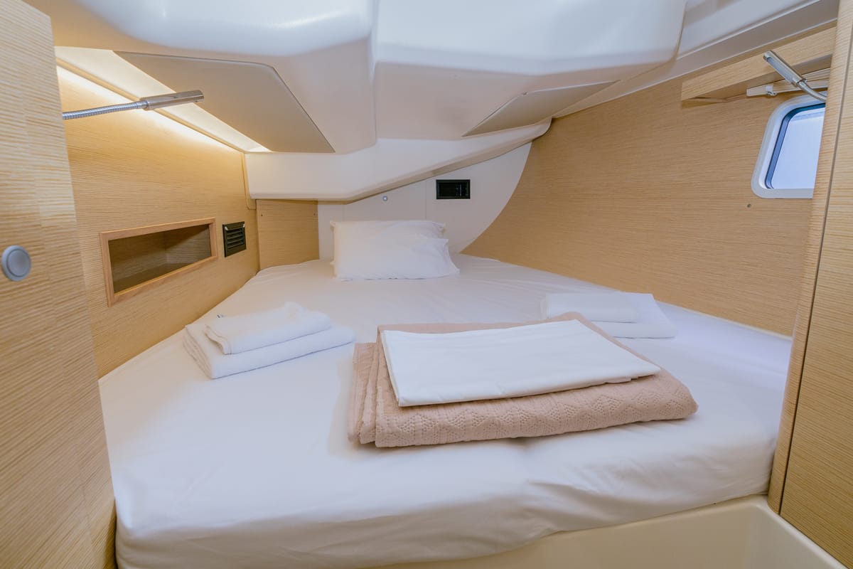 Cabin on Ella, a Hanse Yachts Hanse 458 sailboat at Kos, Greece