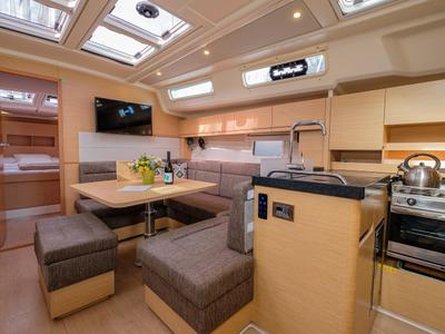 Galley of Ella, a Hanse Yachts Hanse 458 sailboat at Kos, Greece