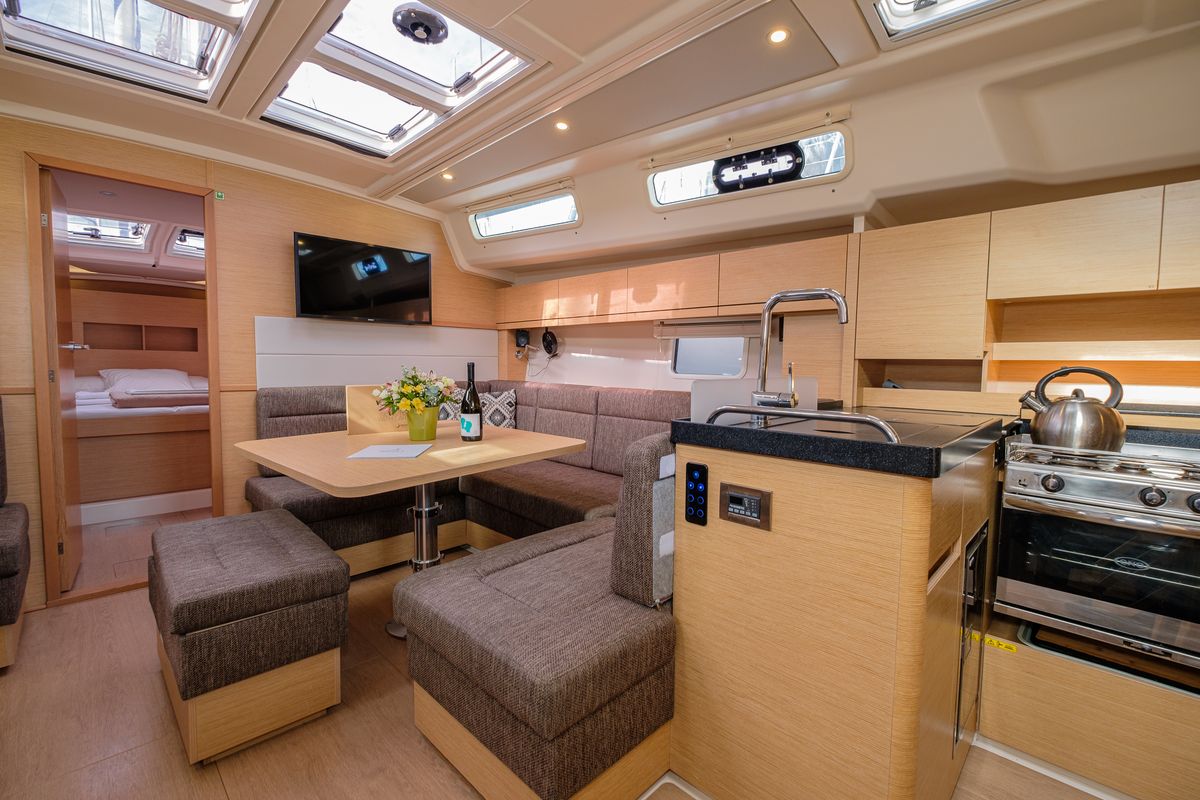 Galley of Ella, a Hanse Yachts Hanse 458 sailboat at Kos, Greece
