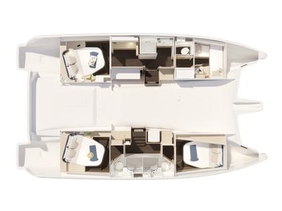 Floor plan of Premium, a Fountaine Pajot FP 44 catamaran at es Jonquet, Spain