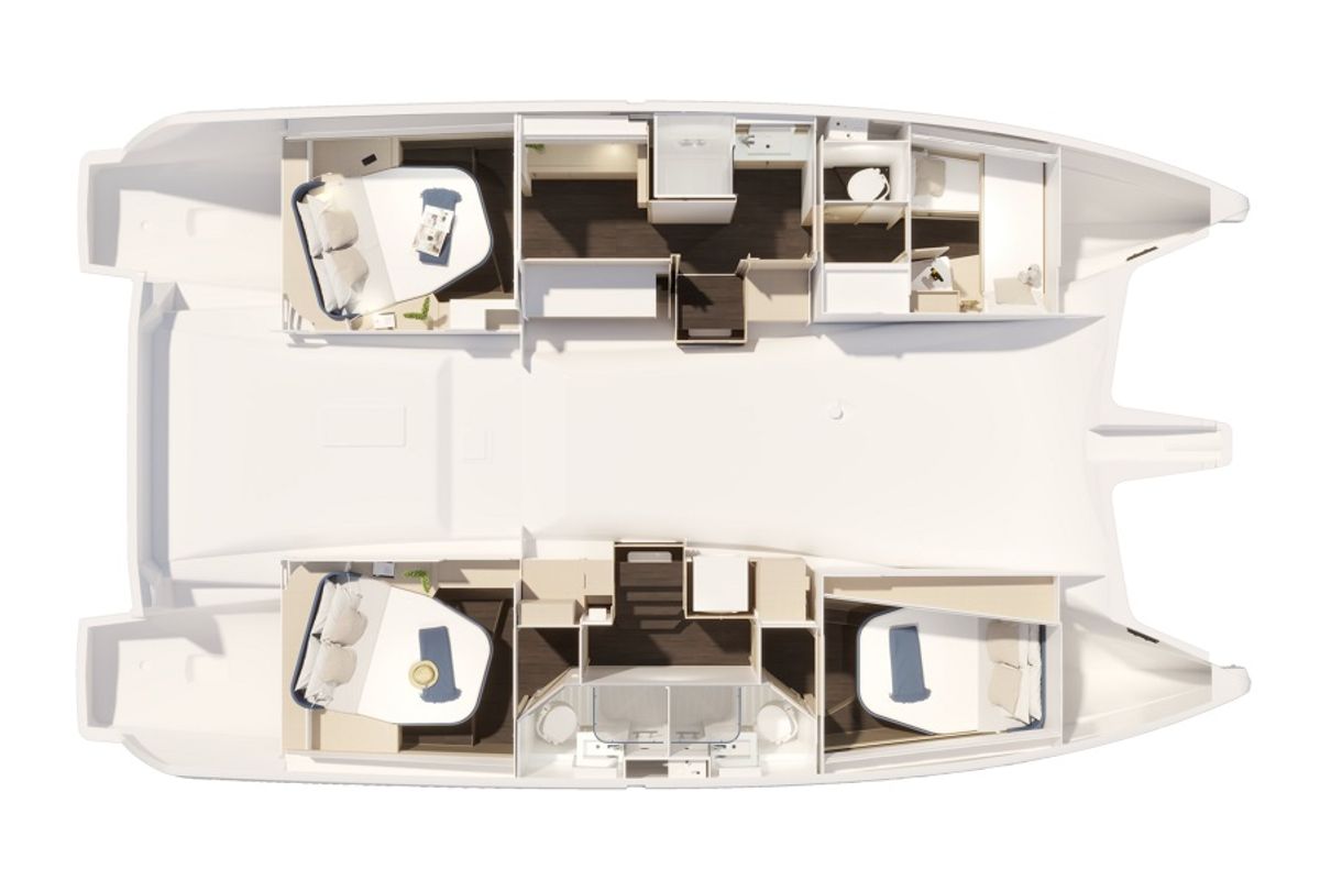 Floor plan of Premium, a Fountaine Pajot FP 44 catamaran at es Jonquet, Spain