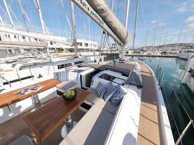 Deck of Chrisphi, a Hanse Yachts Hanse 460 sailboat at Seget Donji, Croatia
