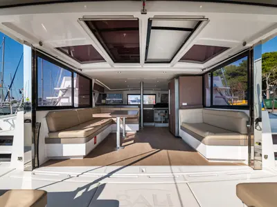Salon of Alba, a Bali 4.3 catamaran at Municipal Unit of Lefkada, Greece