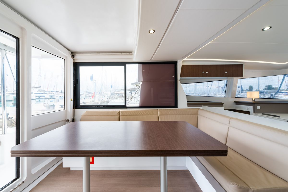 Salon of Alba, a Bali 4.3 catamaran at Municipal Unit of Lefkada, Greece