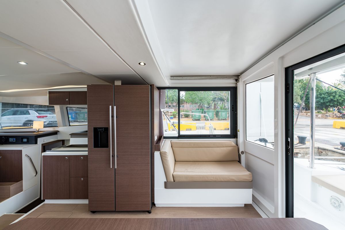 Salon of Alba, a Bali 4.3 catamaran at Municipal Unit of Lefkada, Greece
