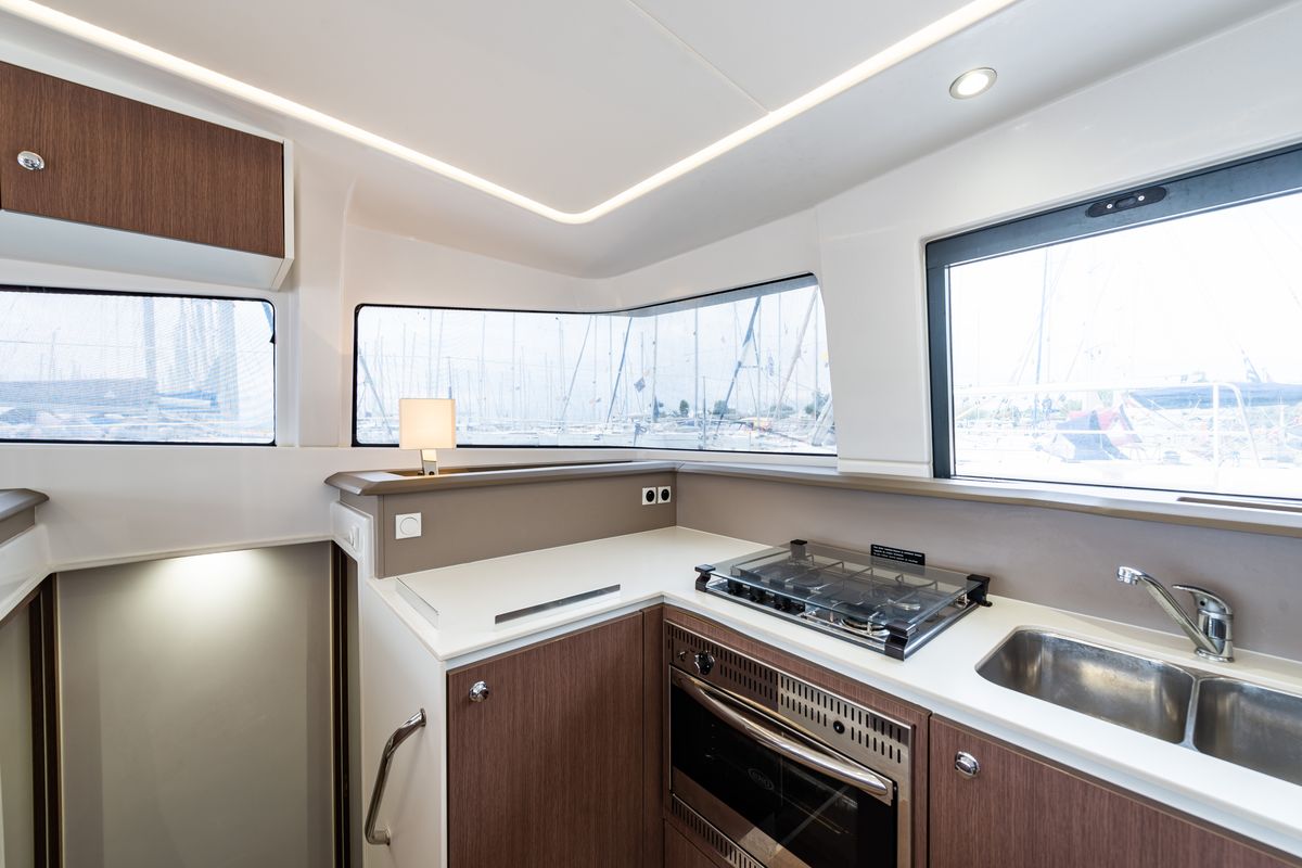 Galley of Alba, a Bali 4.3 catamaran at Municipal Unit of Lefkada, Greece