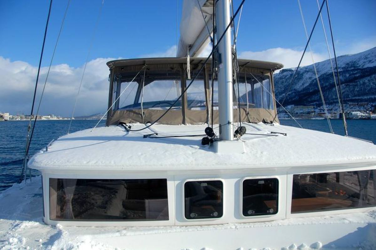 Exterior view of Arctic Princess, a Lagoon 450 catamaran at Tromsø, Norway