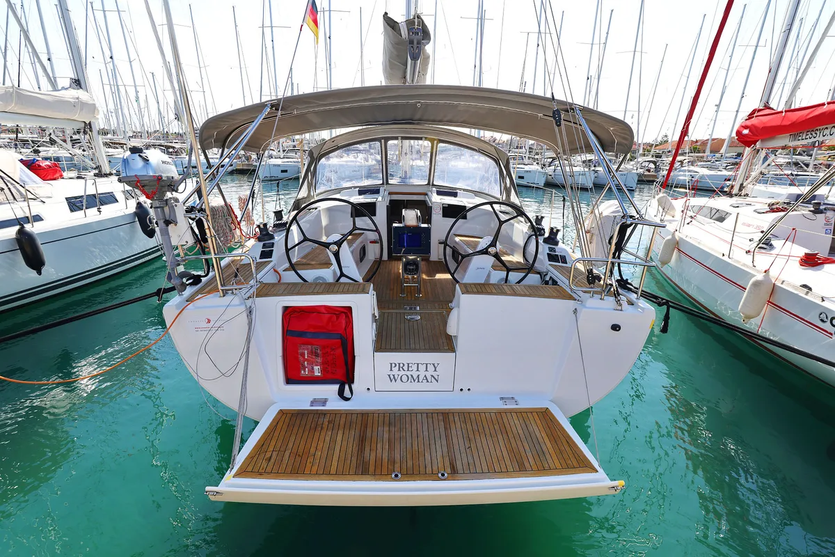 Exterior view of Pretty Woman, a Hanse Yachts Hanse 415 sailboat at Grad Biograd na Moru, Croatia
