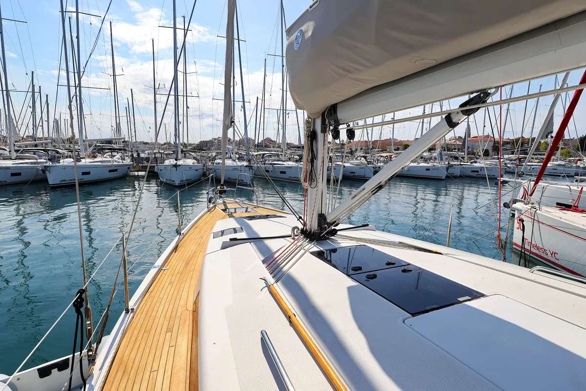 Deck of Pretty Woman, a Hanse Yachts Hanse 415 sailboat at Grad Biograd na Moru, Croatia