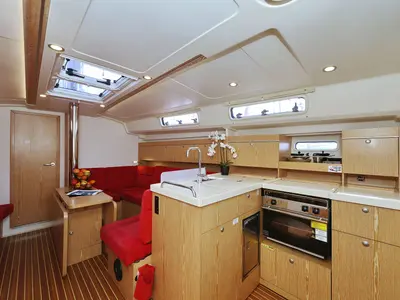 Galley of Pretty Woman, a Hanse Yachts Hanse 415 sailboat at Grad Biograd na Moru, Croatia