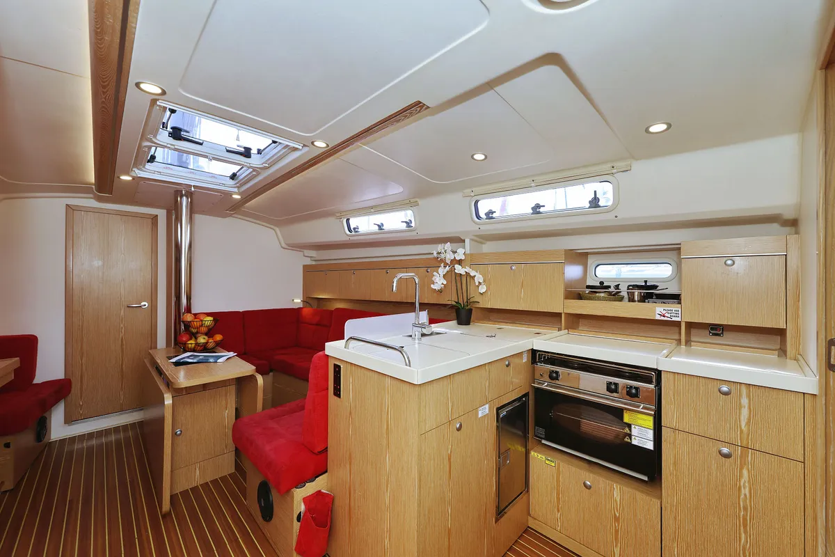 Galley of Pretty Woman, a Hanse Yachts Hanse 415 sailboat at Grad Biograd na Moru, Croatia