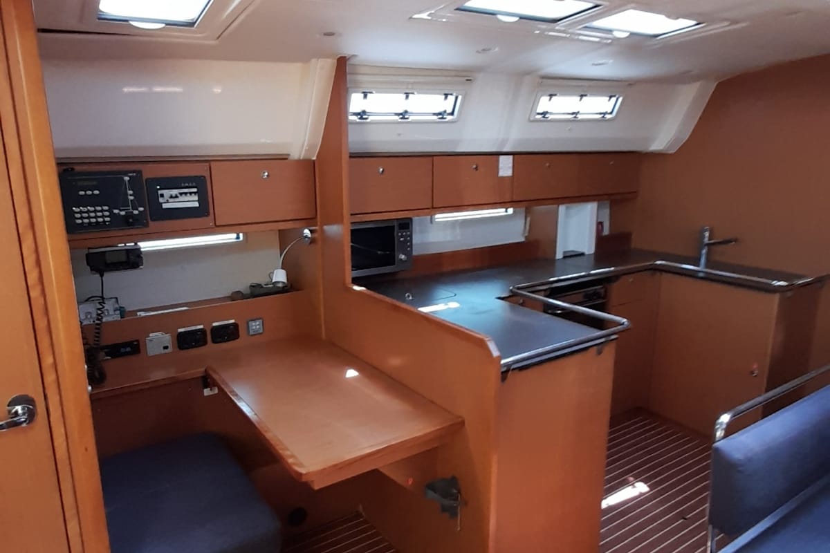 Galley of Jemi, a Bavaria Cruiser 50 sailboat at Municipal Unit of Rhodes, Greece