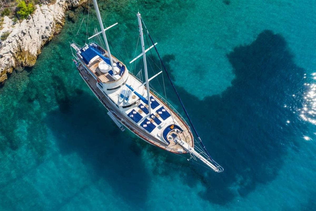 Exterior view of Saint Luca, a Custom Made Saint Luca yacht at Grad Omiš, Croatia