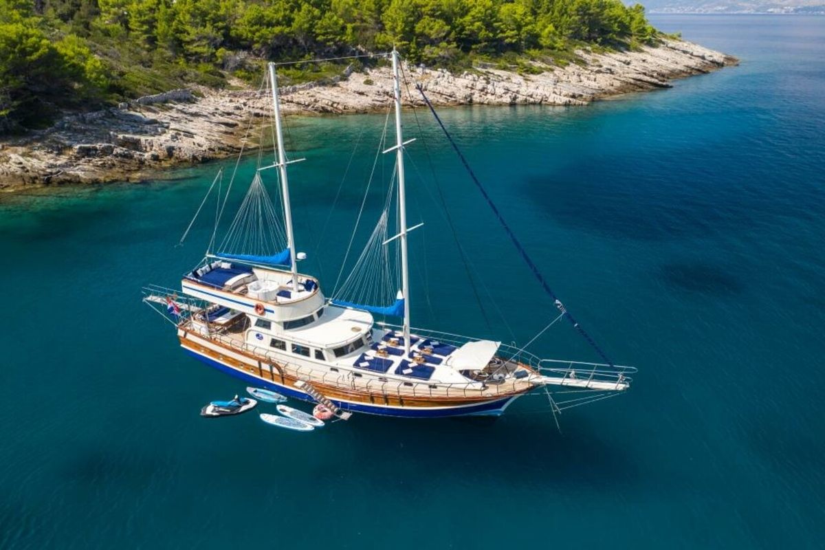 Exterior view of Saint Luca, a Custom Made Saint Luca yacht at Grad Omiš, Croatia