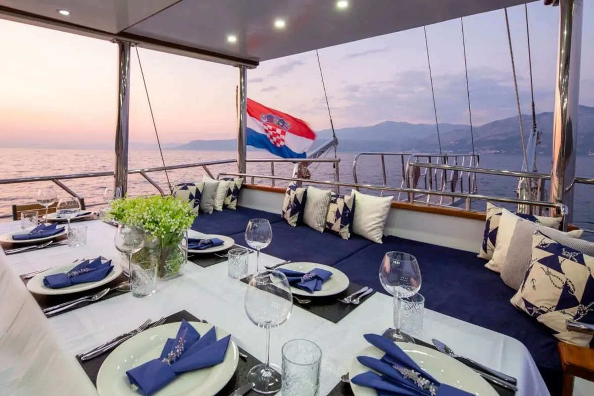 Deck of Saint Luca, a Custom Made Saint Luca yacht at Grad Omiš, Croatia
