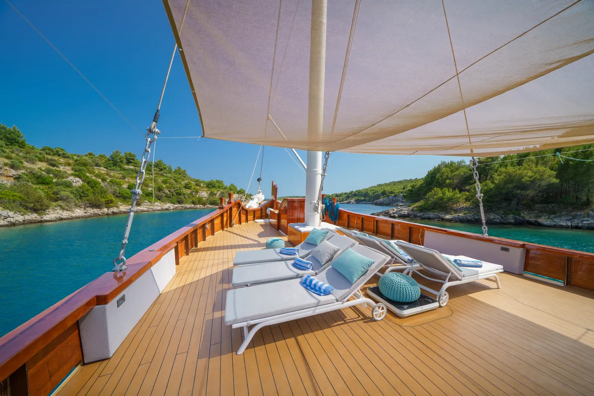 Deck of Green Ray, a Custom Made Green Ray yacht at Split, Croatia