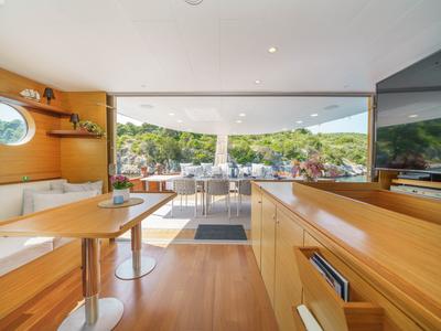 Salon of Green Ray, a Custom Made Green Ray yacht at Split, Croatia