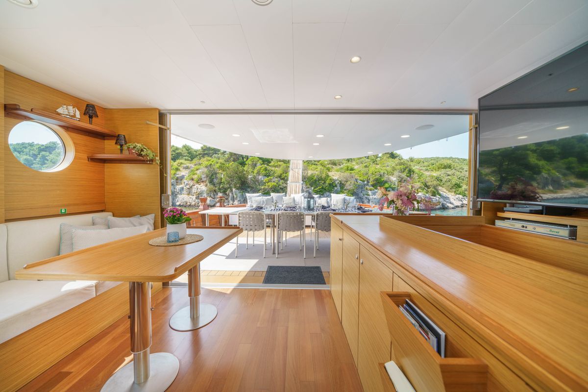 Salon of Green Ray, a Custom Made Green Ray yacht at Split, Croatia