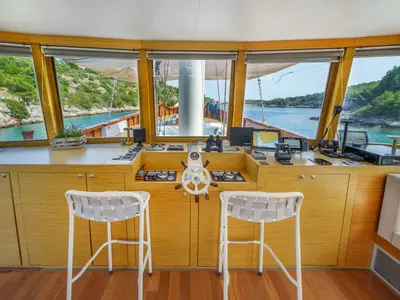 Cockpit of Green Ray, a Custom Made Green Ray yacht at Split, Croatia