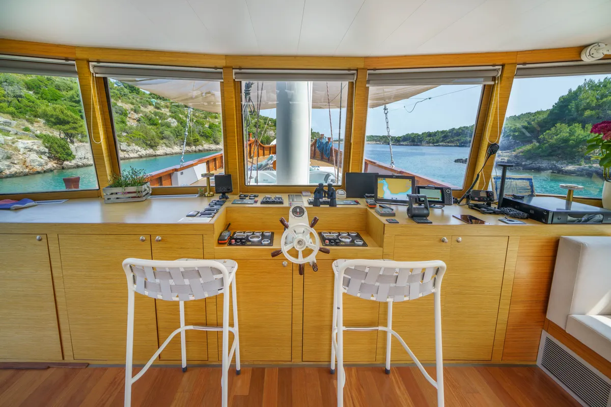 Cockpit of Green Ray, a Custom Made Green Ray yacht at Split, Croatia