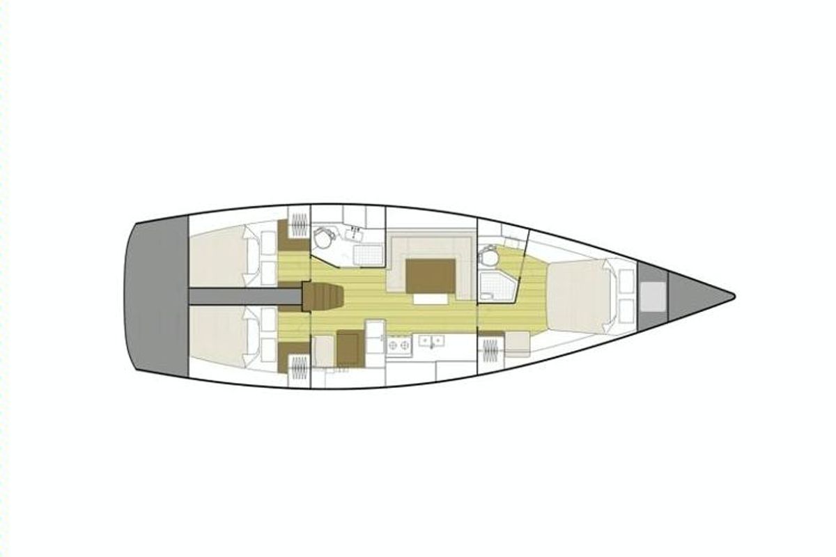 Floor plan of Trinity, a Solaris Yachts Solaris 44 sailboat at Punat, Croatia