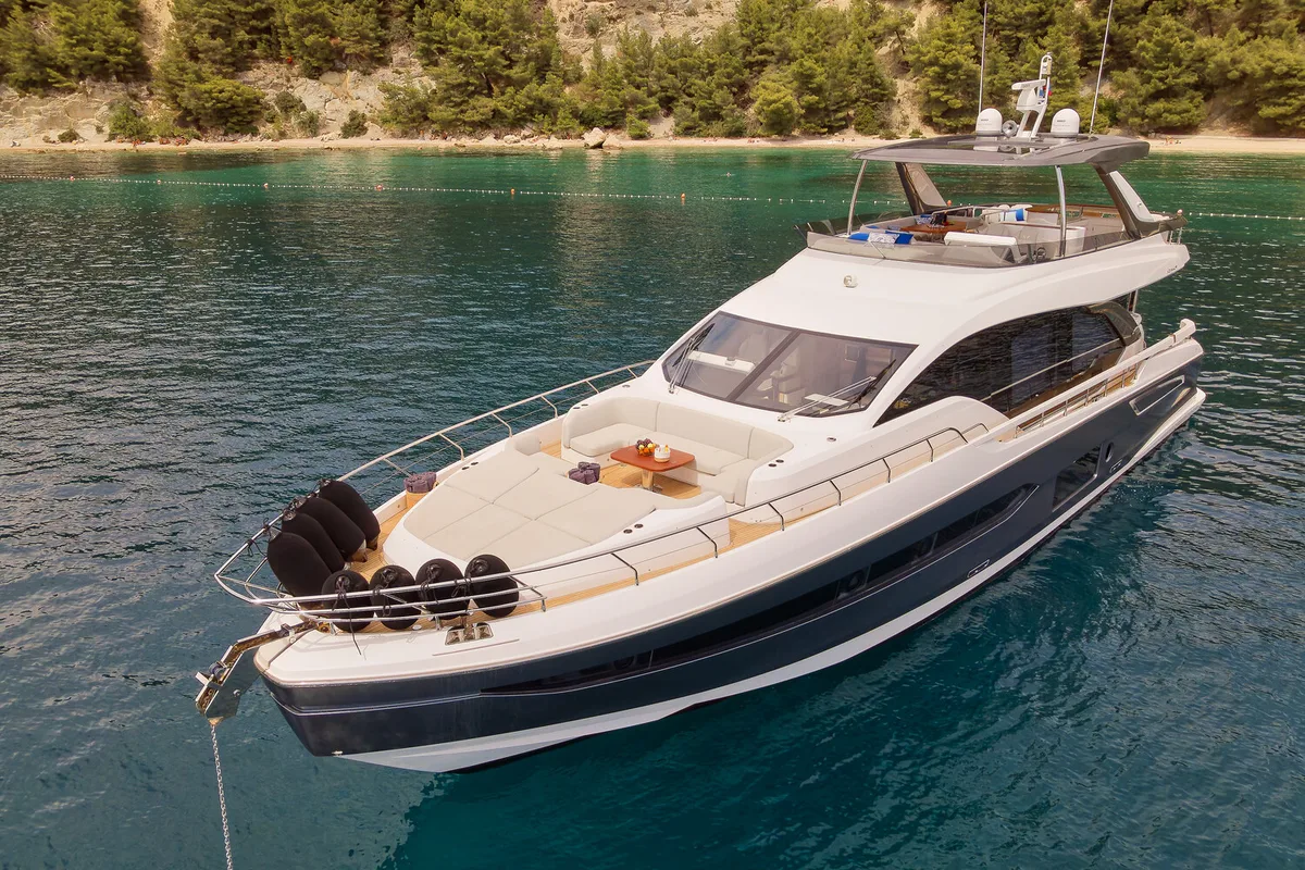 Exterior view of Viva, a Azimut 78 Fly yacht at Podstrana - Miljevac, Croatia