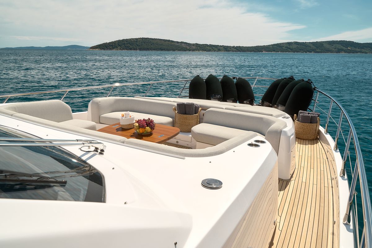 Deck of Viva, a Azimut 78 Fly yacht at Podstrana - Miljevac, Croatia