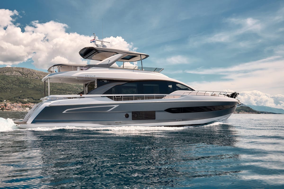 Exterior view of Viva, a Azimut 78 Fly yacht at Podstrana - Miljevac, Croatia