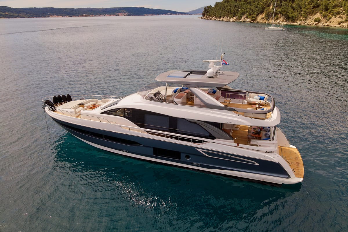 Exterior view of Viva, a Azimut 78 Fly yacht at Podstrana - Miljevac, Croatia