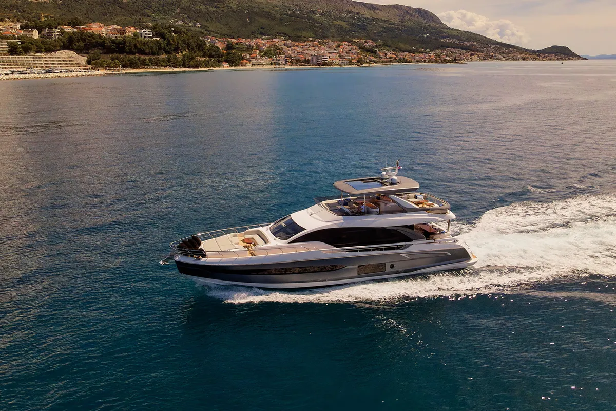 Exterior view of Viva, a Azimut 78 Fly yacht at Podstrana - Miljevac, Croatia