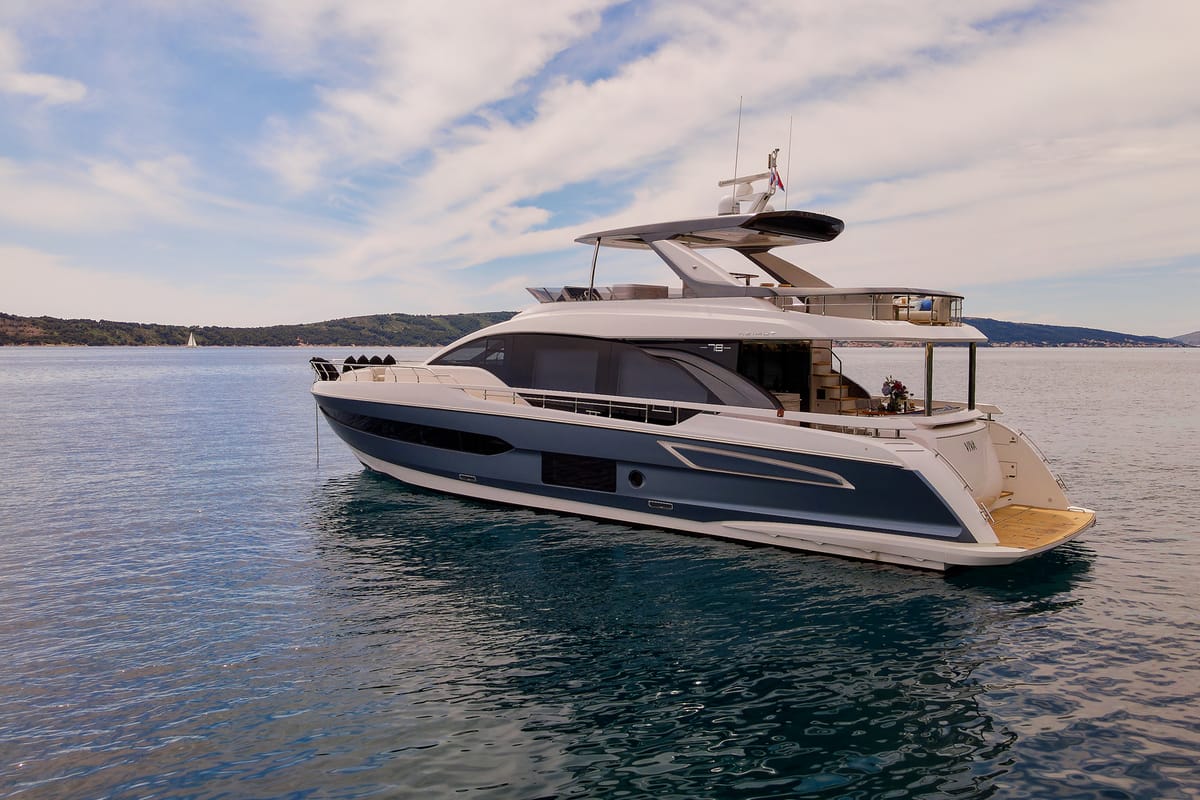 Exterior view of Viva, a Azimut 78 Fly yacht at Podstrana - Miljevac, Croatia