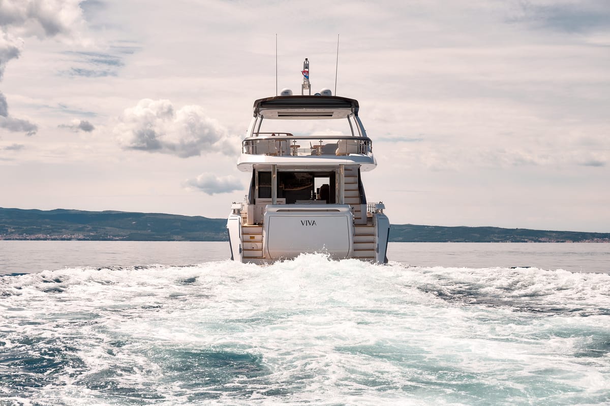 Exterior view of Viva, a Azimut 78 Fly yacht at Podstrana - Miljevac, Croatia