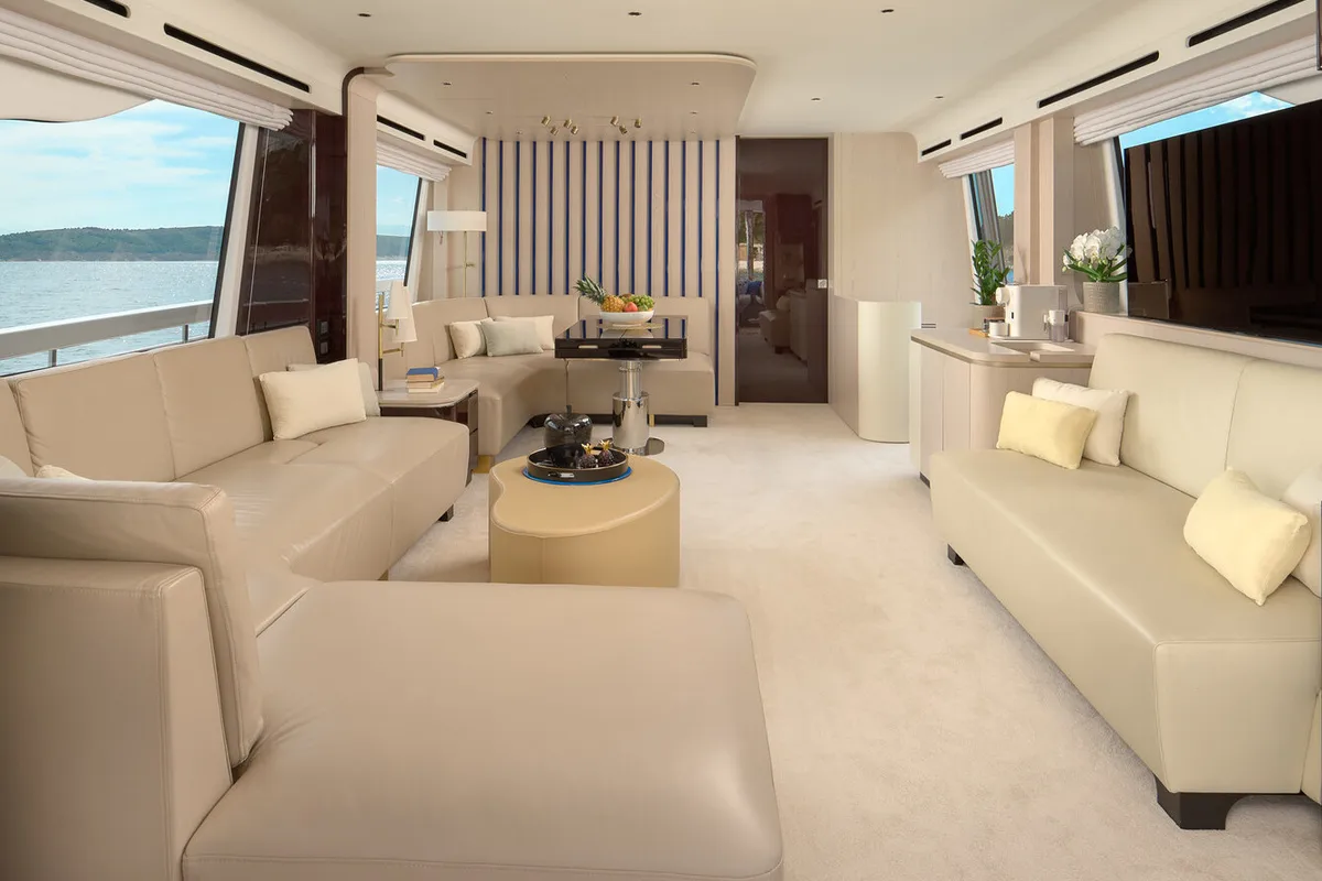 Salon of Viva, a Azimut 78 Fly yacht at Podstrana - Miljevac, Croatia