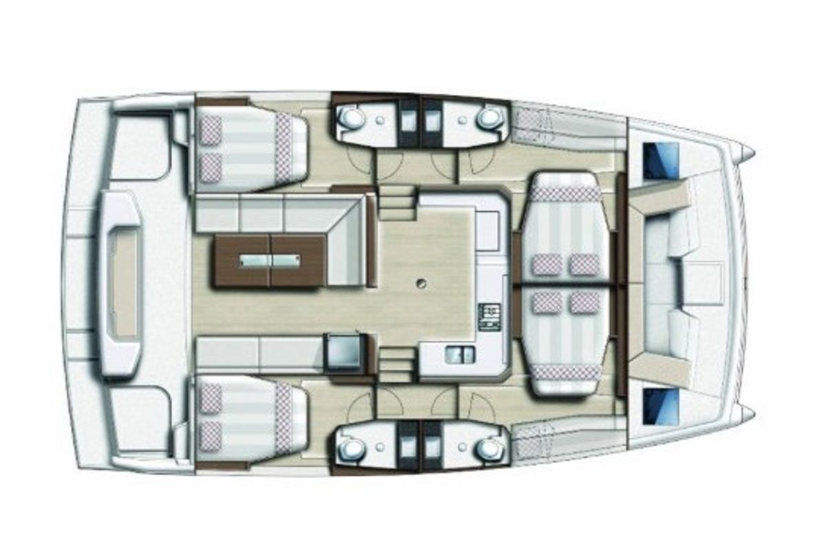 Floor plan of Era già tutto previsto, a Bali Catspace catamaran at Palermo, Italy
