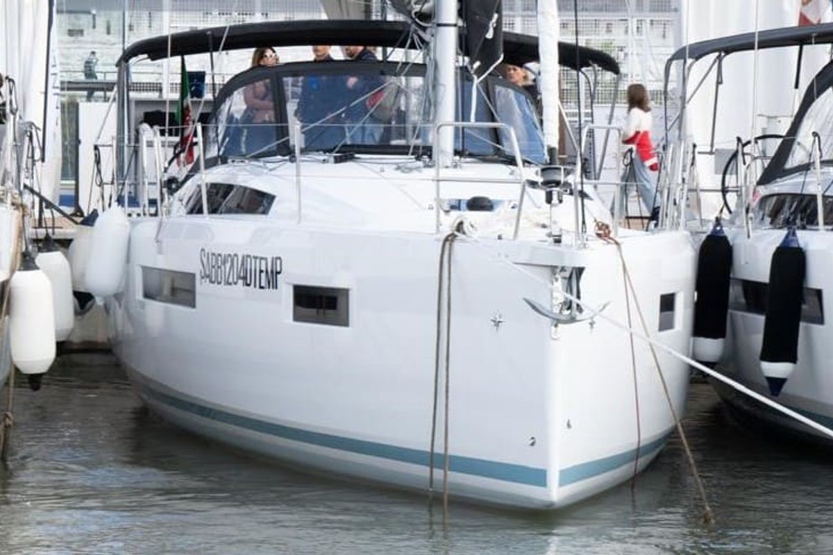 Exterior view of Colibri, a Jeanneau Sun Odyssey 410 sailboat at Salerno, Italy