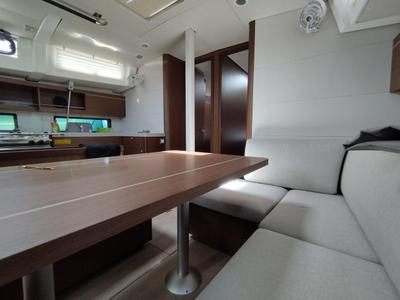 Salon of Boreas, a Beneteau Oceanis 46.1 sailboat at Zakynthos, Greece