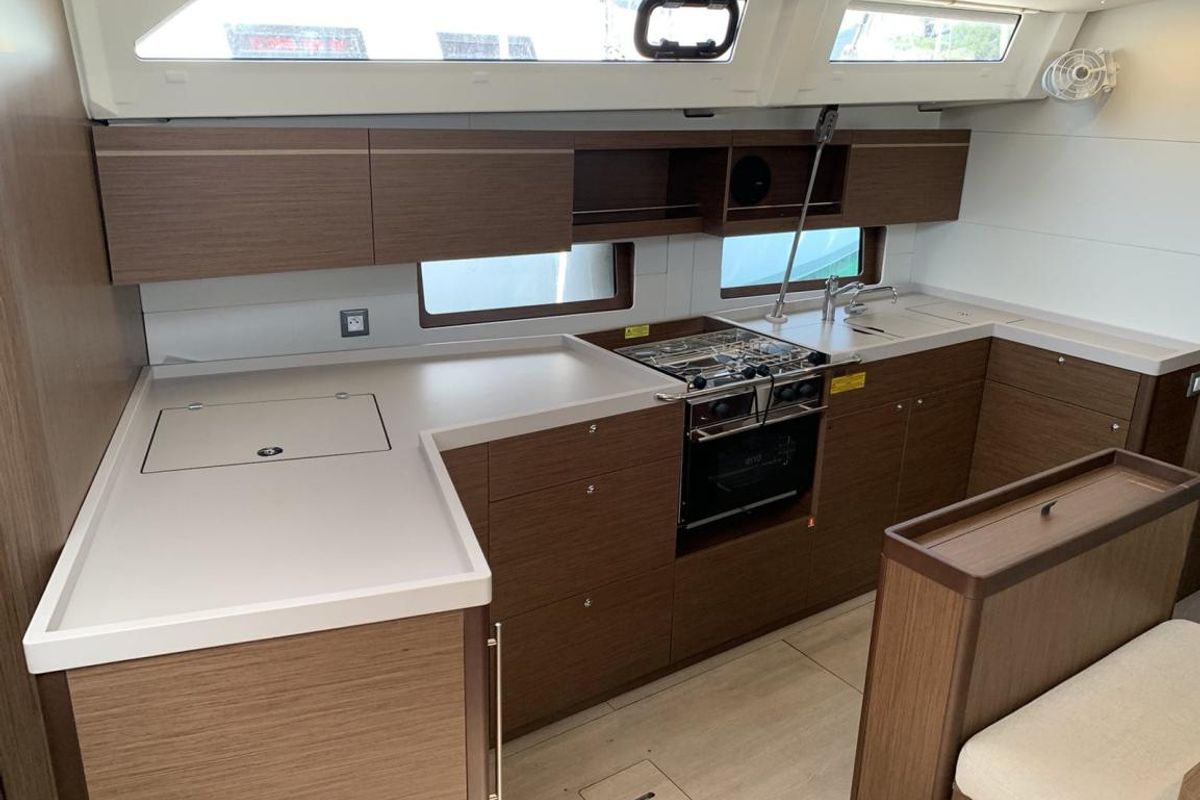 Galley of Boreas, a Beneteau Oceanis 46.1 sailboat at Zakynthos, Greece