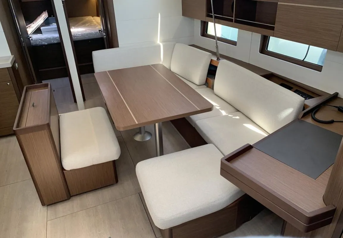 Salon of Boreas, a Beneteau Oceanis 46.1 sailboat at Zakynthos, Greece