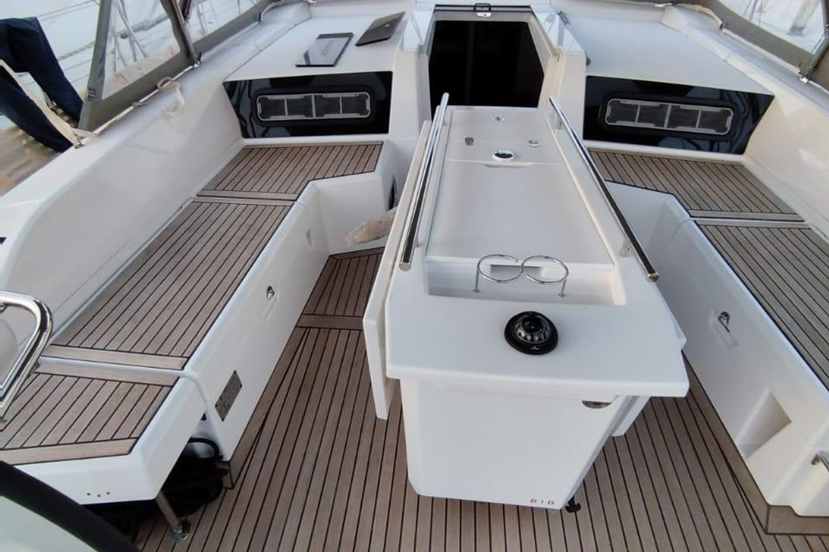 Deck of Boreas, a Beneteau Oceanis 46.1 sailboat at Zakynthos, Greece