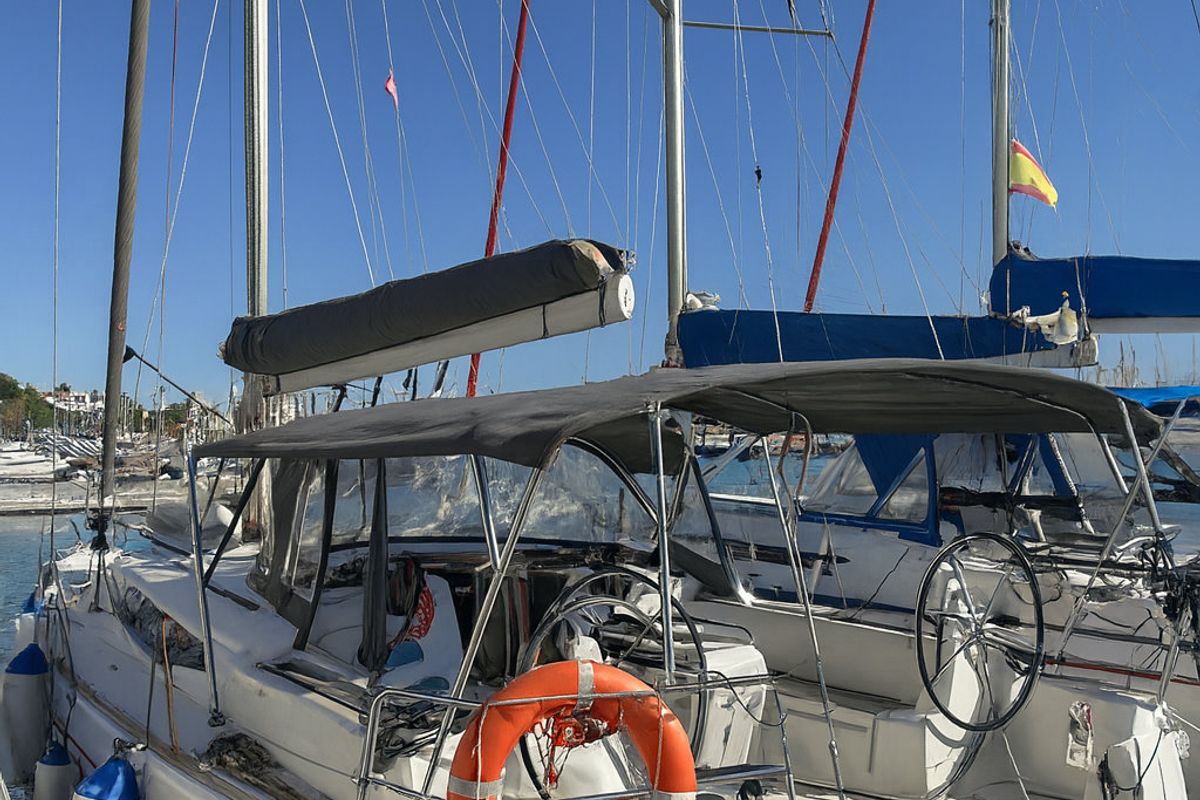 Exterior view of Santa Ponsa, a Jeanneau Sun Odyssey 469 sailboat at Palma de Mallorca, Spain