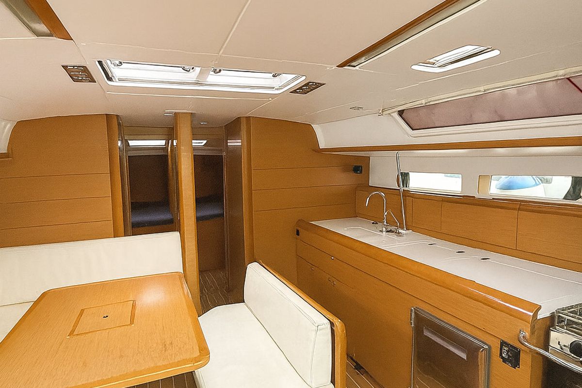 Salon of Santa Ponsa, a Jeanneau Sun Odyssey 469 sailboat at Palma de Mallorca, Spain