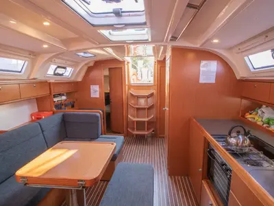 Galley of Stepping Stone, a Bavaria 41 sailboat at Pylaros Municipal Unit, Greece