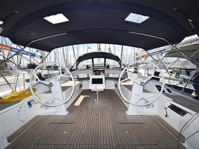 Cockpit of Bonnytta, a Bavaria Cruiser 51 sailboat at Grad Biograd na Moru, Croatia