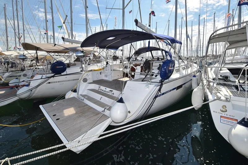 Exterior view of Bonnytta, a Bavaria Cruiser 51 sailboat at Grad Biograd na Moru, Croatia
