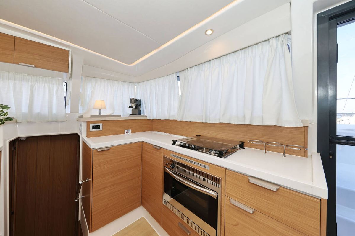 Galley of Sahar, a Bali 4.2 catamaran at Capo d'Orlando, Italy