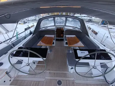 Cockpit of Binlik, a Hanse Yachts Hanse 460 sailboat at Fethiye, Turkey