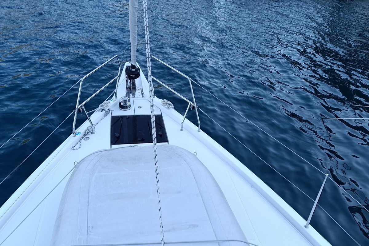 Deck of Binlik, a Hanse Yachts Hanse 460 sailboat at Fethiye, Turkey