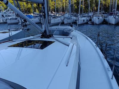 Deck of Binlik, a Hanse Yachts Hanse 460 sailboat at Fethiye, Turkey